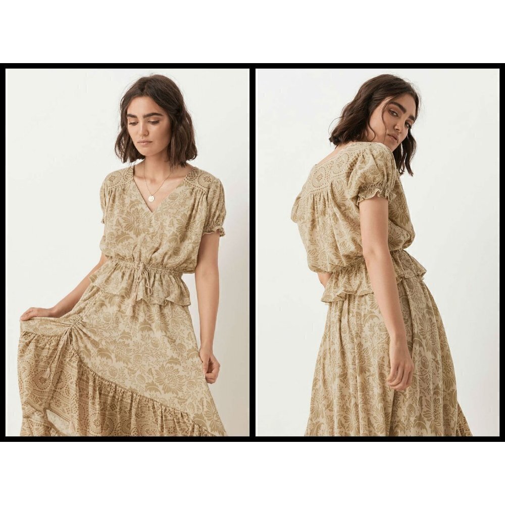 💕SPELL & THE GYPSY💕 Lioness Cap Sleeve Blouse Smoke M Medium NWT